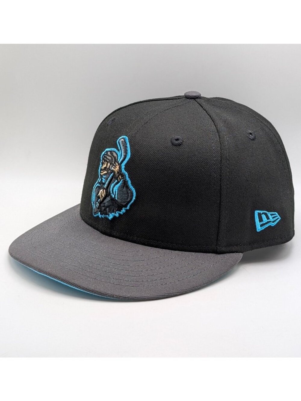 The Clink Room Goal Reaper Black Blue Fitted Cap Size 7 3/8 New Era Hockey Grim